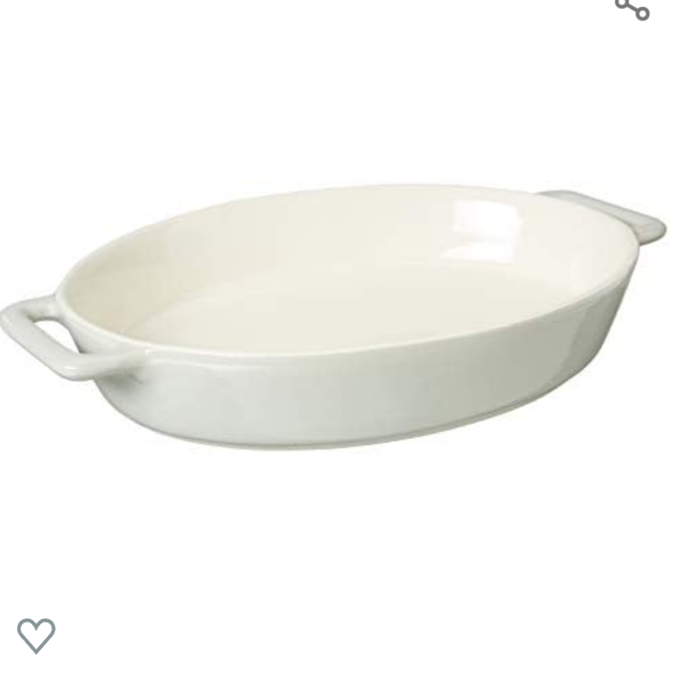 New in Box! Le Regalo Stoneware Oval Baking Dish with handles 14" x 9.25" x 2.25